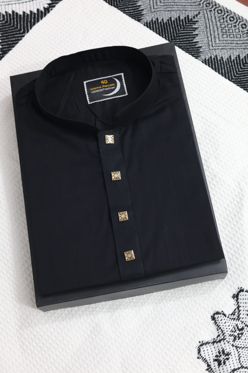 100% PURE ADI DUTI BLACK COLOUR PREMIUM PANJABI ( COD-102)